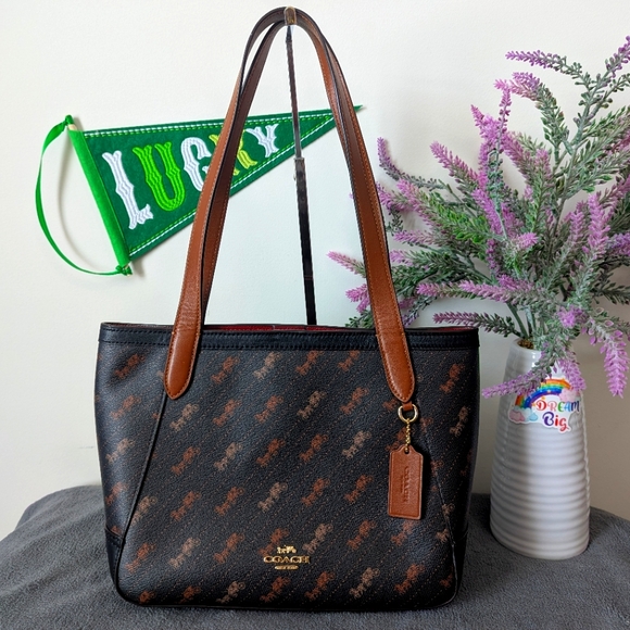 Coach Tote 27 With Diagonal Horse And Carriage Print - Picture 1 of 8